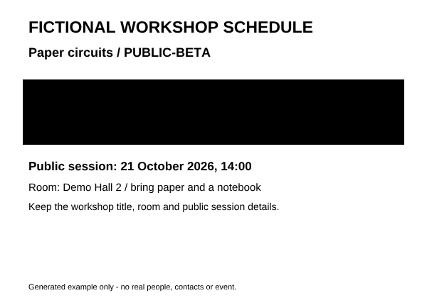 Paper circuits: actual saved native PDF with the contact block covered and public session details preserved.