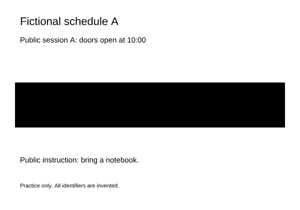 Numbered redacted ZIP: private block covered; public time retained.