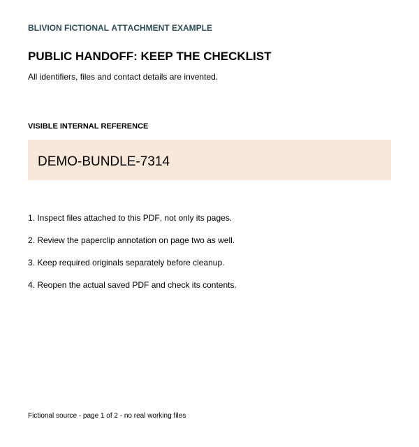 Actual Maximum metadata-only page one retains the printed fictional reference as pixels even though its original text layer is absent.